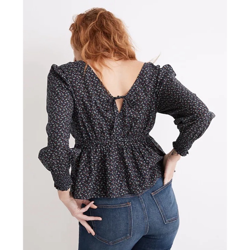 MADEWELL Tie-Back Peplum Top in Campden Daisies - Picture 3 of 9